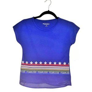 Ideology Stars and Stripes Fearless Blue Tee Shirt - Girls Size Medium